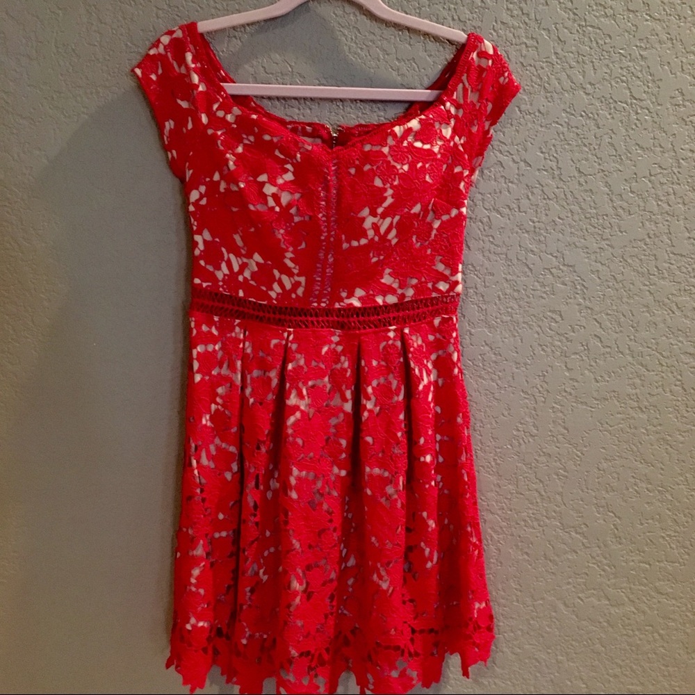 Francesca’s Red Floral Cocktail Dress